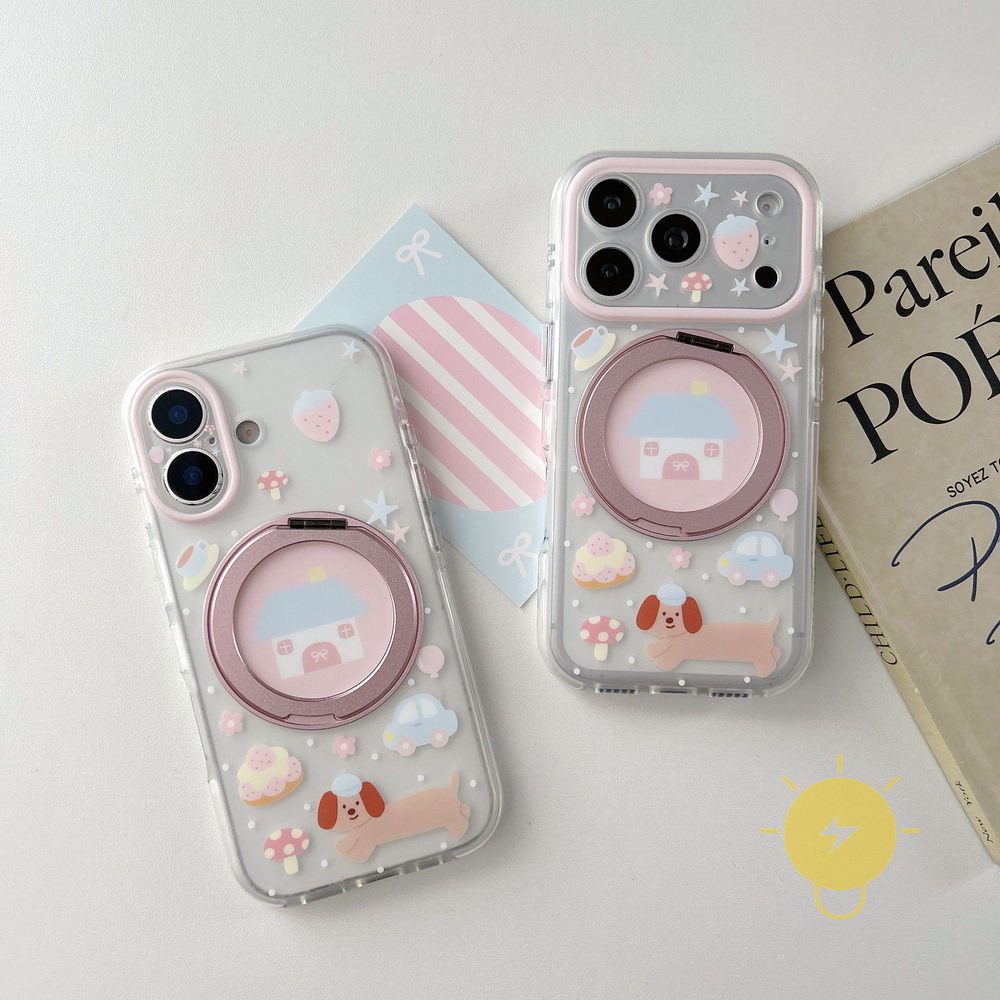 Phone Case For iPhone 17 Pro Max 16 15 with Griptok TPU Magnetic Dog with Griptok Puppy House Aesthe