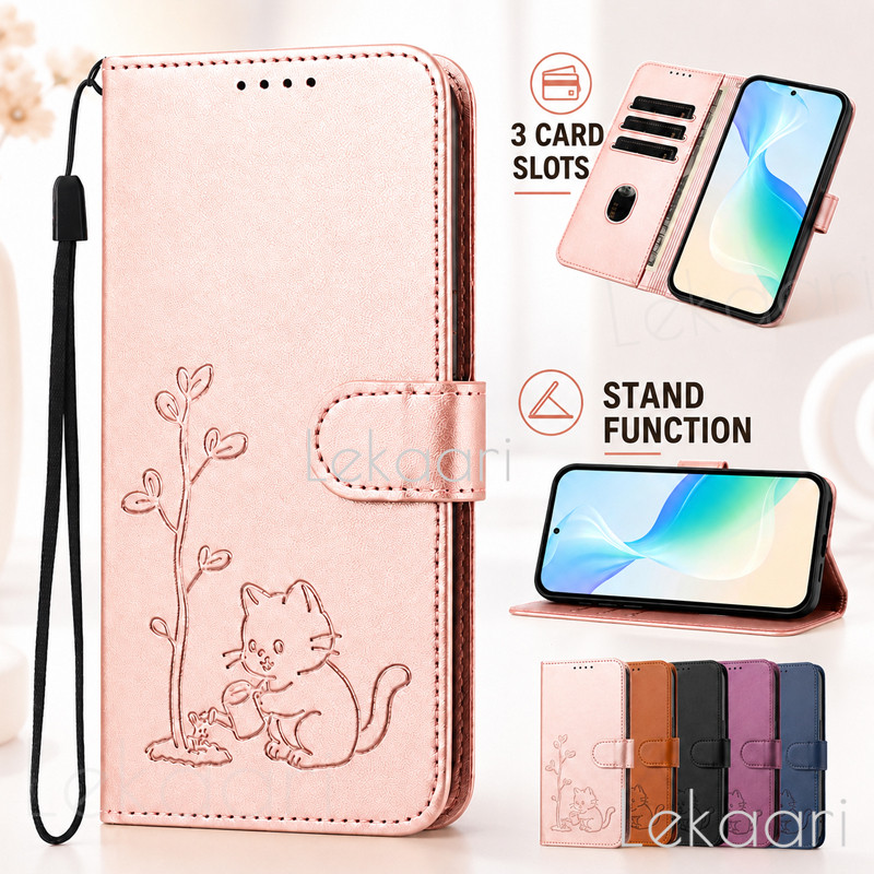 Ốp Lật Cho Realme 7 P4 Power P3 P1 Gt 8 7 6 6t 5 NEO PRO PLUS RACING 5G Mèo Bao Da Nổi Thẻ Ví