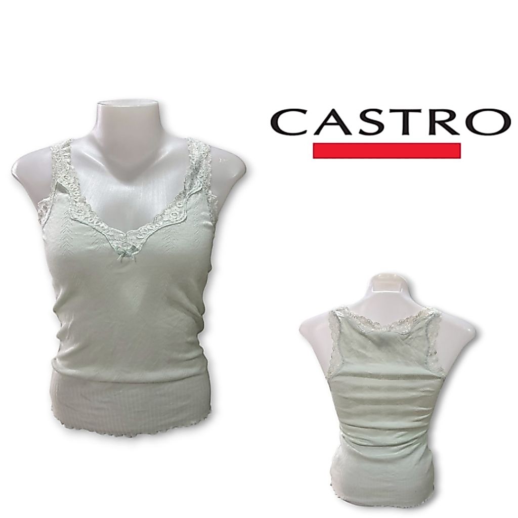 Castro (GC576) Dây đeo Spaghetti nữ Top Tank Ren Edge Xanh nhạt