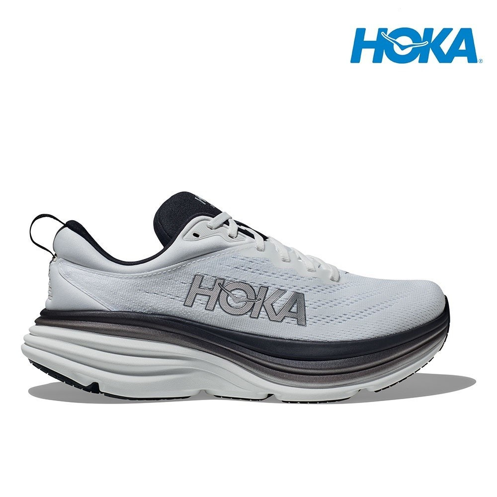 Giày chạy bộ rộng Hoka Bondi 8 - Trắng / Đen