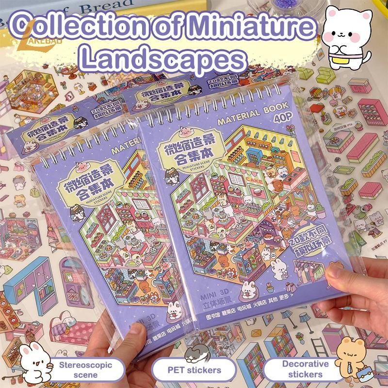 [LAKEBAO] 40 Cái 3D Diorama Sticker Book Quiet Book Crafts With Miniature House Scenes 3D Visual Jou