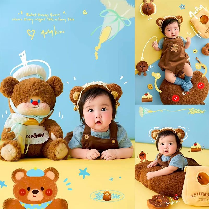 Trẻ Em Chụp Ảnh Quần Áo Hoạt Hình Gấu Chủ Đề Bé Trăm Ngày Ảnh Một Tuổi Studio Ảnh Trang Phục Ảnh / Z