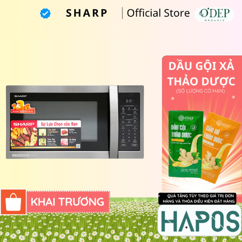 Lò vi sóng kết hợp nướng 28 Lít Sharp R-G728XVN-BST J-Tech Inverter - HAPOS HEL