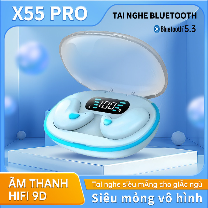 Tai nghe Mini X55 PRO Bluetooth 5.3 X55 Stereo HIFI 9D Hiệu ứng âm thanh Giảm tiếng ồn