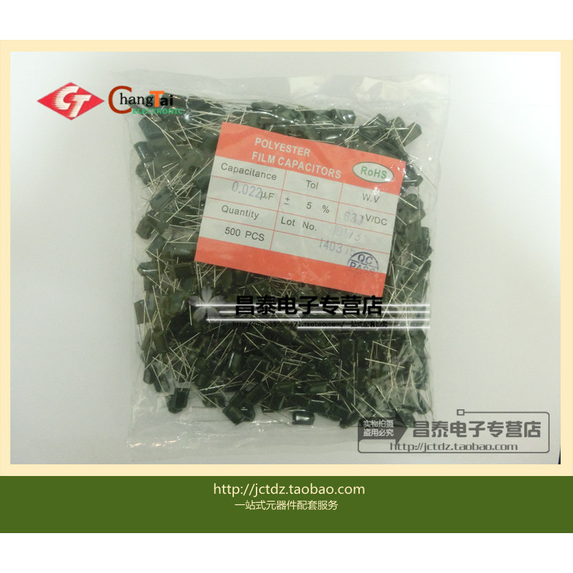 Tụ điện Polyester nội tuyến 2J223J 0,022 UF 223J 630V Độ chính xác 5%