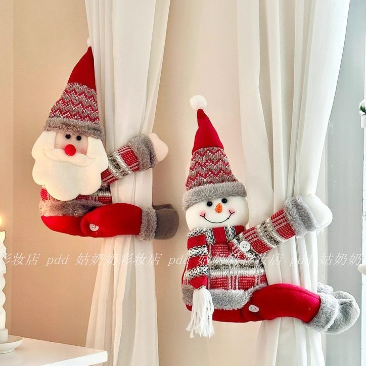Phụ kiện trang trí cửa sổ hình ông già Noel, hình dáng búp bê người tuyết, trang trí không khí