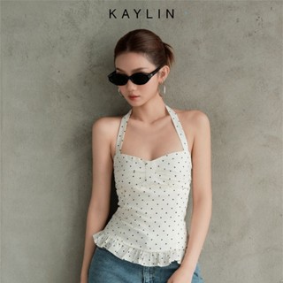 Áo kiểu KAYLIN chấm bi phối ren chất vải lụa mango mềm mại phong cách cá tính BST Thu 2025 - A6T5