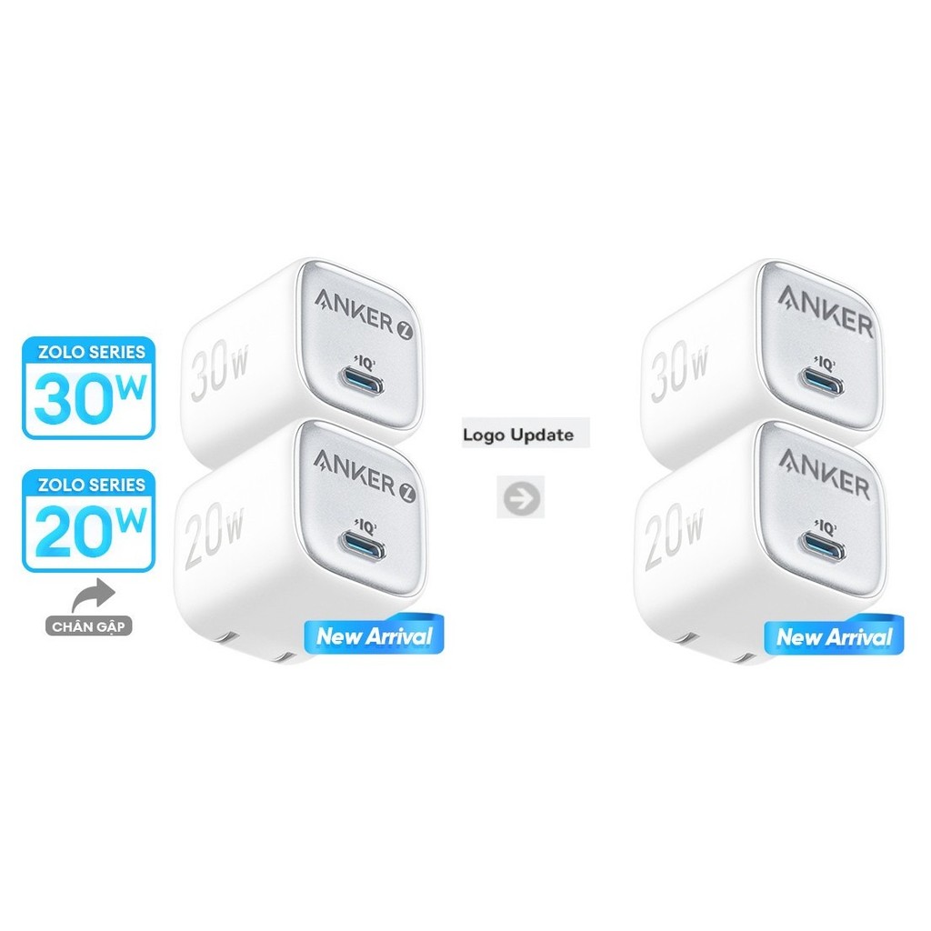 Củ sạc nhanh Anker Zolo GaN 20W/ 30W | 1 cổng USB-C | Sạc nhanh Power IQ 3.0 | Chân gập gấp gọn tiện lợi - A2699 | BigBuy360 - bigbuy360.vn