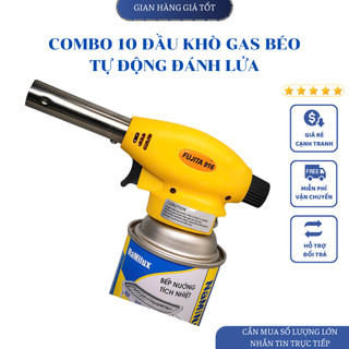 COMBO 10 Đầu Khò Gas Mini Cầm Tay Nhật Bản FUJITA. Tự Động Đánh Lửa Cao Cấp. Nhóm Than Củi Thui Lông