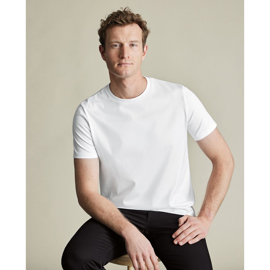 CHARLES TYRWHITT - Áo thun nam cổ tròn tay ngắn Pure Cotton JET0025-WHT