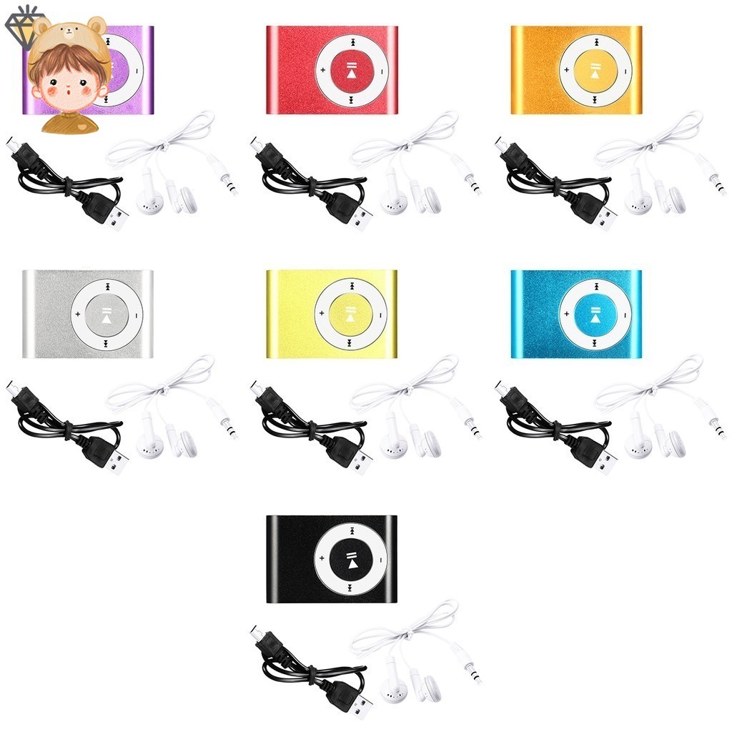 Mini Di Động Mp3 Máy Nghe Nhạc Kẹp Mp3 Máy Nghe Nhạc Thể Thao Nhiều Màu Sắc Thẻ TF Mp3 Máy Nghe Nhạc