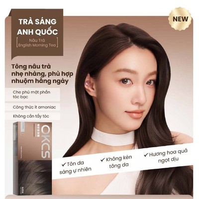 Kem nhuộm tóc tại nhà OKCS màu Trà sáng Anh Quốc chuẩn salon không cần tẩy an toàn cho tóc