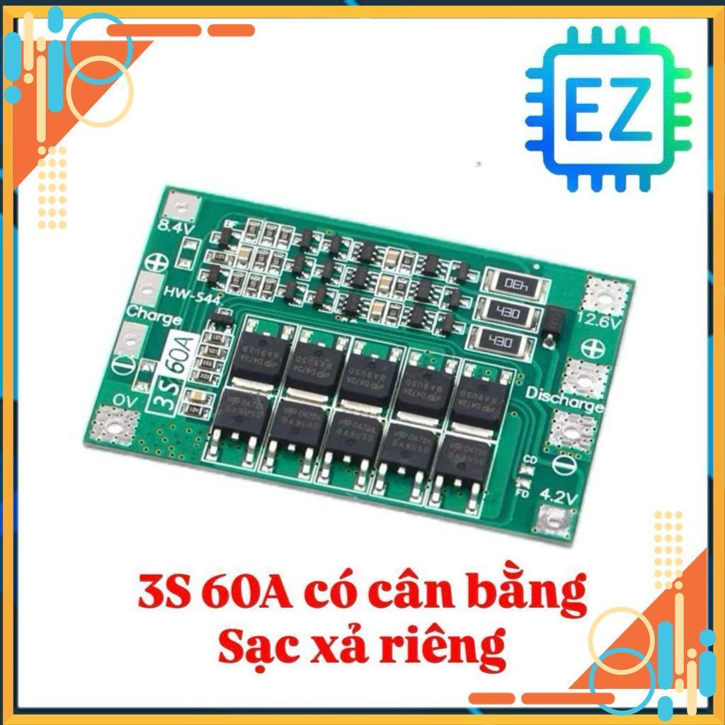 Mạch bảo vệ pin 3s 12V 40A - 60A có cân bằng chất lượng cao