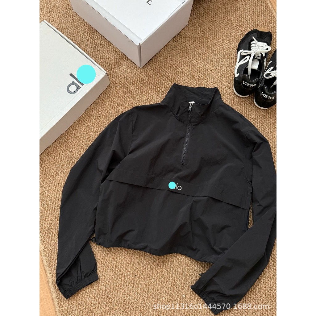 K8JM Alo Short sun protection jacket-Lightweight and quick-drying-Stand-up collar design-Drawstring 