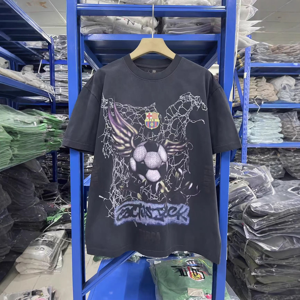 ZMPU Travis Scott x FC Barcelona co-branded football print crew neck short sleeve shirt T Shirt