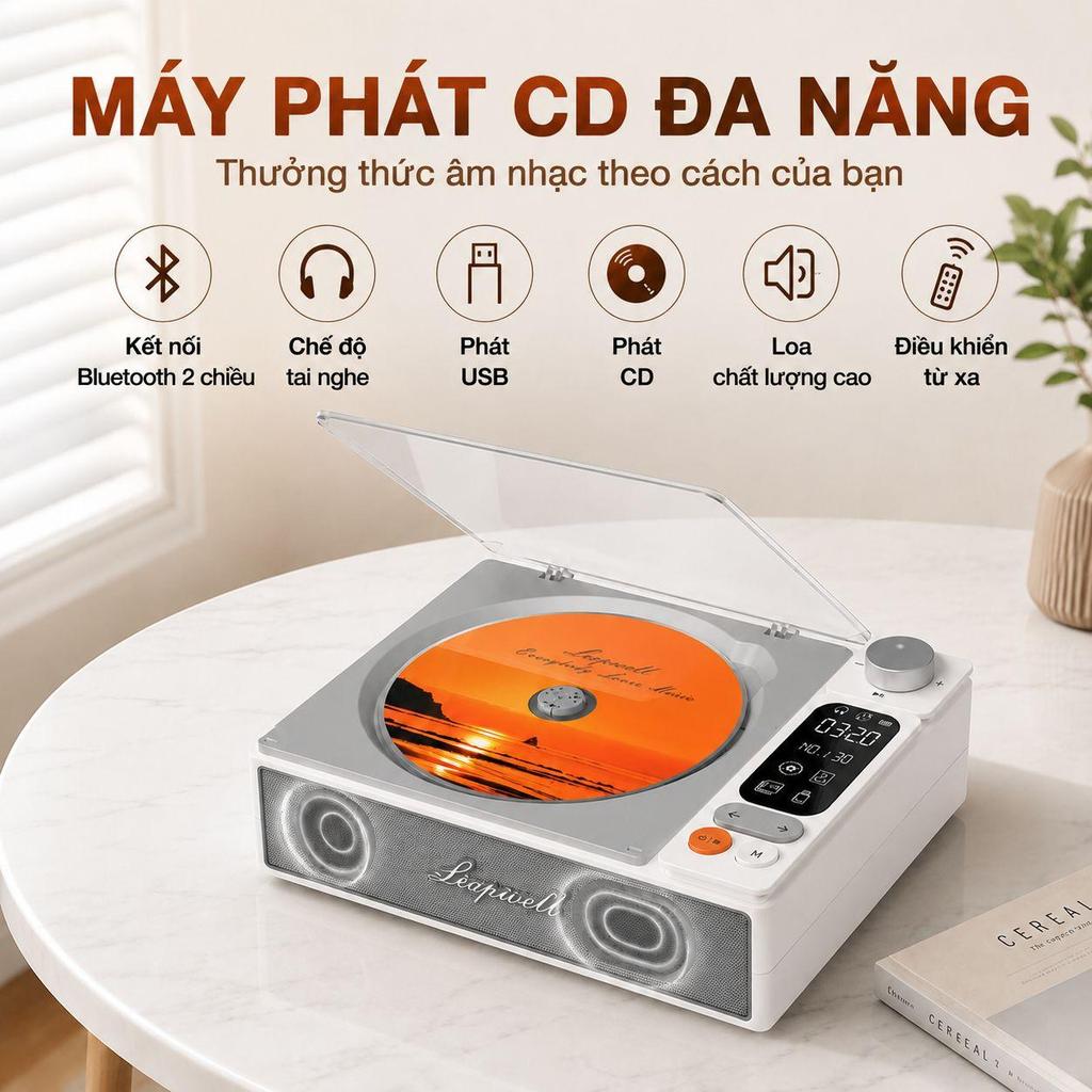 Máy Phát CD Đa Năng Máy Nghe Nhạc CD Loa Bluetooth Loa Để Bàn Hỗ Trợ USB Tai Nghe Âm Thanh Hay