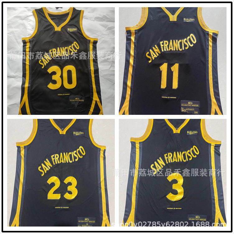 Giao hàng trong ngàyWarriors 30 Curry 11 Thompson Green No. 3 Áo đấu phiên bản thành phố Paul