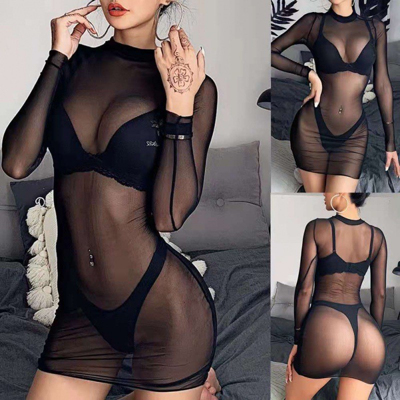 Quần Áo Lưới Gợi Cảm Bé Gái Mùa Hè Bikini Lưới Dài Tay Đi Biển Đảng Đồ Bơi