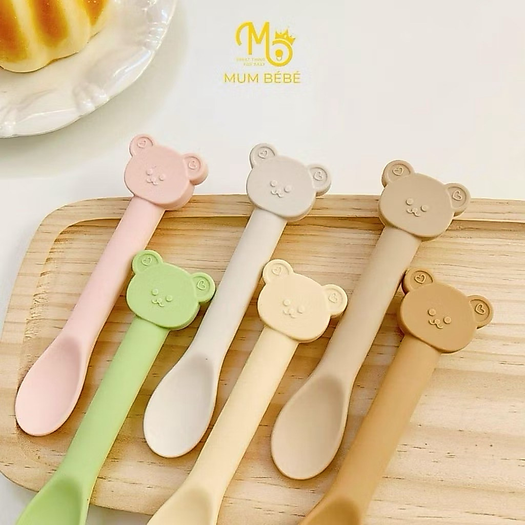 Thìa Ăn Dặm Silicone MUM BÉBÉ Hình Gấu Siêu Mềm Cho Bé
