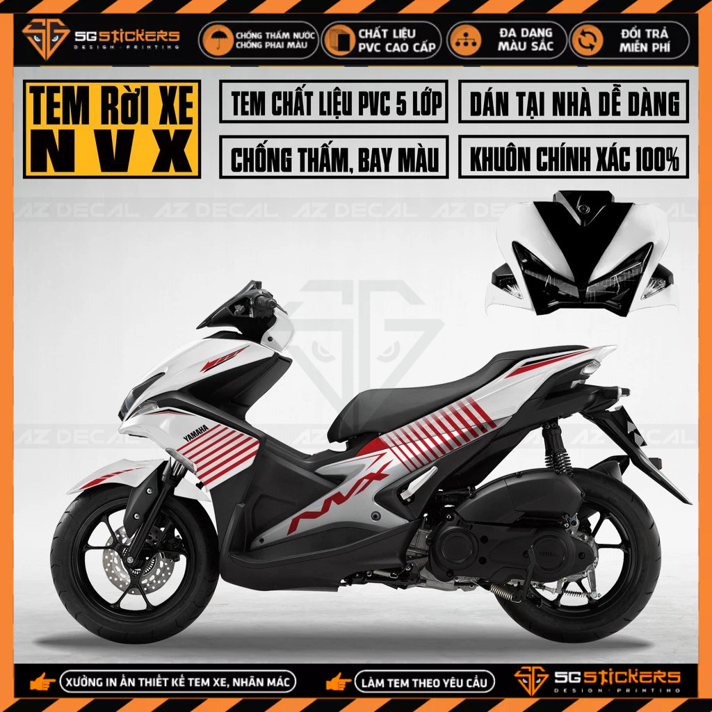 Tem NVX 2017 - 2021 Vân Sọc Cắt Sẵn Dễ Dán | NVX20 | Decal Rời Dành Cho NVX 125,155 Chống Nước, Bền 