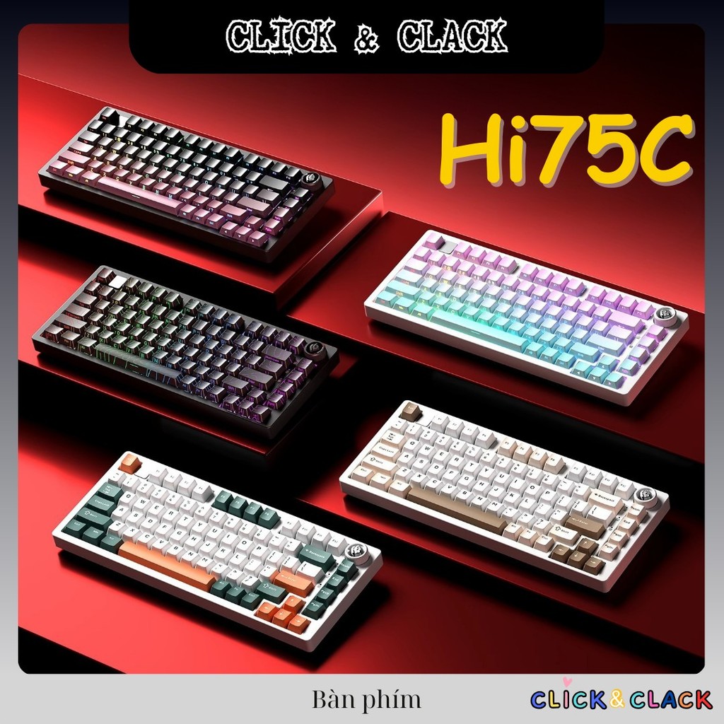 Bàn phím cơ không dây Leobog Hi75C - Nhôm CNC - 3 mode kết nối - LED RGB mạch xuôi - Có núm xoay | BigBuy360 - bigbuy360.vn