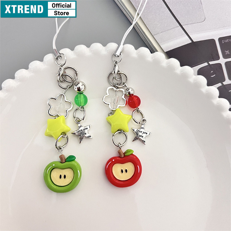 Xtrend Điện Thoại Charm Y2K Dễ Thương 3D Đỏ Xanh Apple Dây Đeo Điện Thoại Dây Xích Dây Buộc Tình Yêu