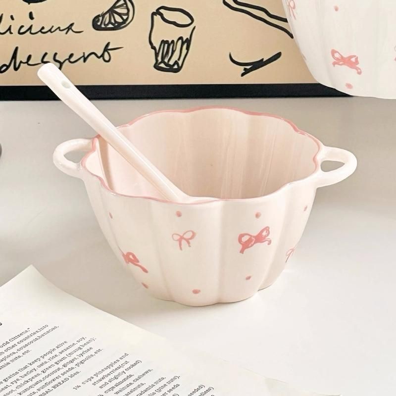 Bộ Bát Sứ Tặng Kèm Thìa Gốm Sứ Tráng Men Cao Cấp - Set 1 Bát 1 Thìa - Đổi 1 Khi Vỡ