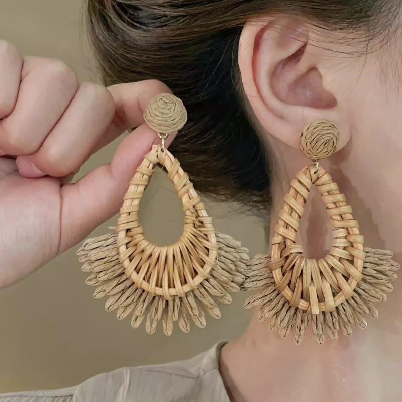 Bông tai nữ thời trang Bông tai đơn giản Bông tai bện Bohemian