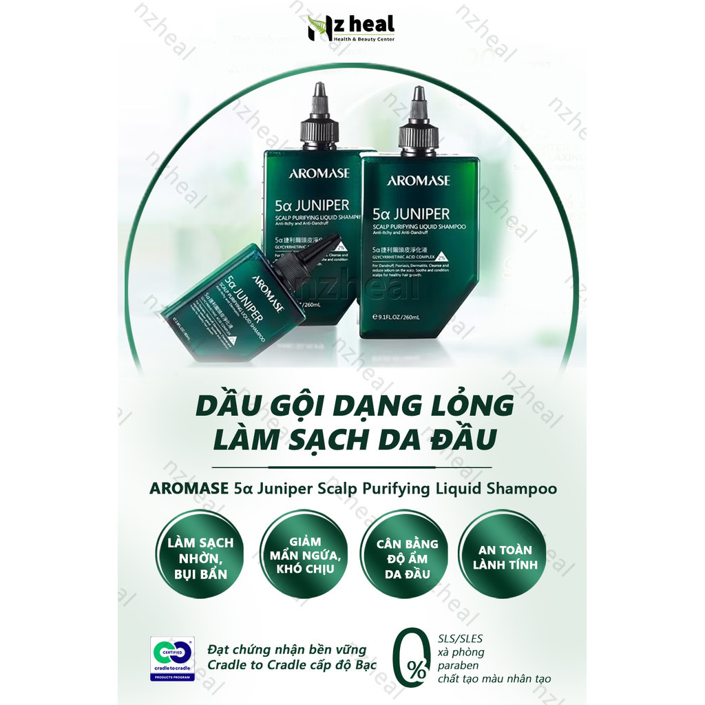 Dầu gội làm sạch sâu da đầu dạng lỏng Aromase 5α Juniper Scalp Purifying Liquid Shampoo 80ml