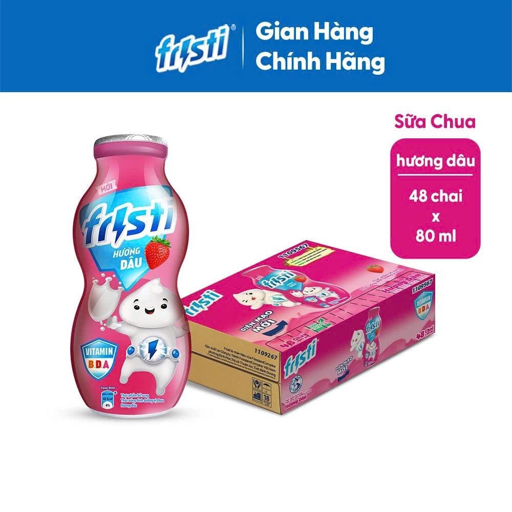 (HSD T4-2026) Thùng 48 Chai Sữa Chua Uống Fristi Hương Dâu 80ml.