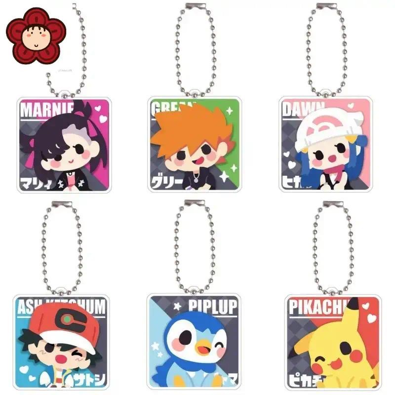 Pokemon Ash Ketchum Keychains Marnie Brock Piplup Dawn Kieran Serena Diy Acrylic Action Toy Figure