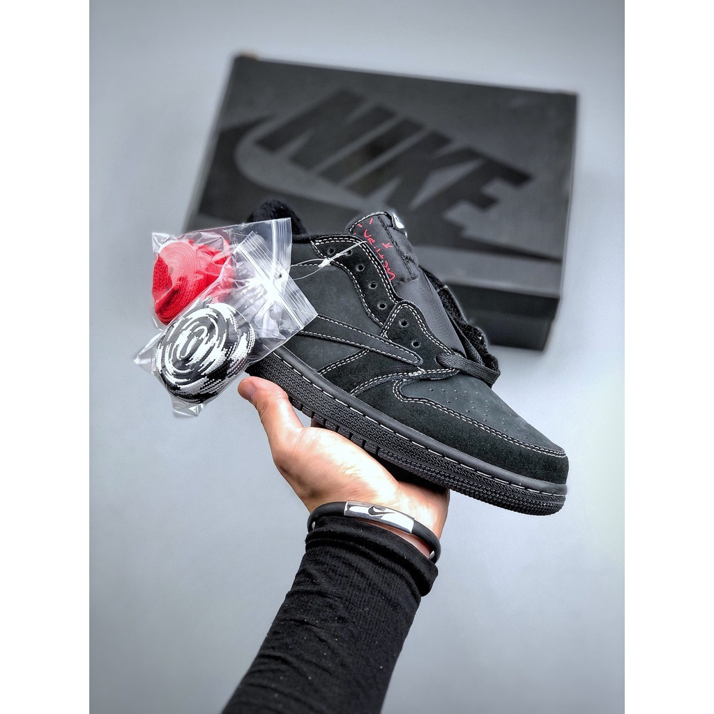 [UA] Giày bóng rổ Travis Scott x NK Air Jordans 1 Low OG SP '' Black Phantom 'AJ1 dành cho nam, Giày