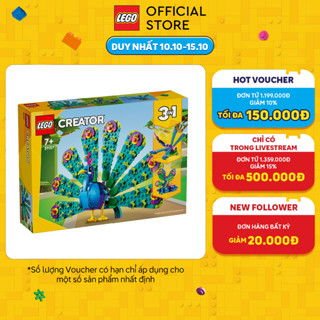 LEGO CREATOR 31157 Đồ Chơi Lắp Ráp Mô Hình Chim Công Sặc Sỡ 31157 (355 chi tiết)