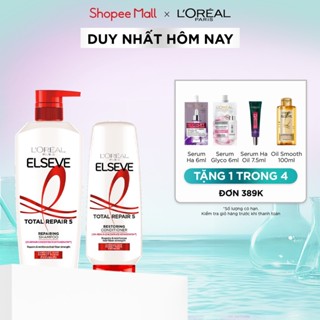 Bộ dầu gội và dầu xả phục hồi tóc hư tổn L'Oreal Paris Elseve Total Repair 5