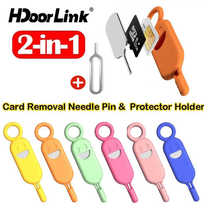 HdoorLink 2IN1 Thẻ SIM Loại Bỏ Kim Pin Có Giá Đỡ Bảo Vệ Thẻ SIM Vỏ Bảo Quản Dụng Cụ Phóng Kim