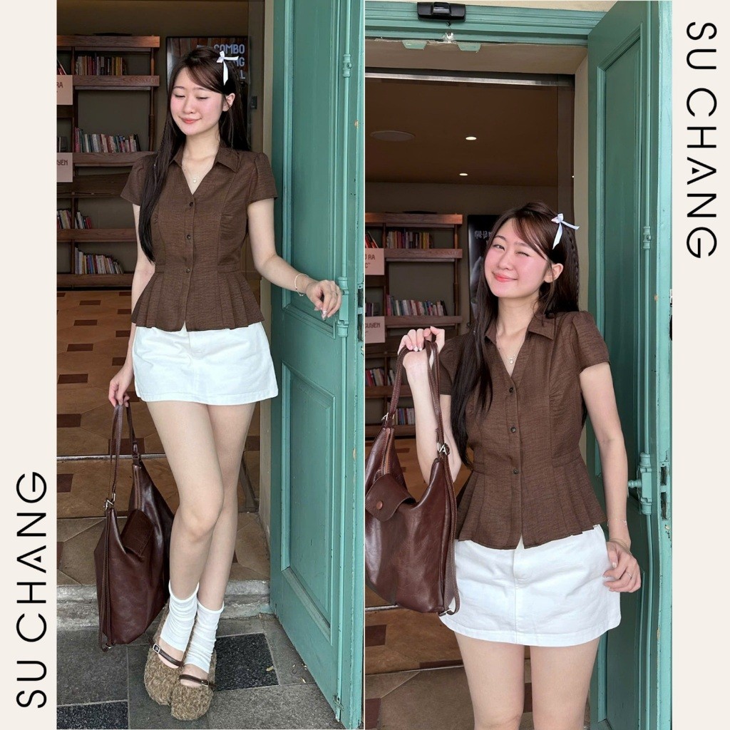 Áo Sơ Mi Gân Dọc Xếp Li Hai Bên Buộc Eo A917 Su Chang Thời Trang Nữ | BigBuy360 - bigbuy360.vn