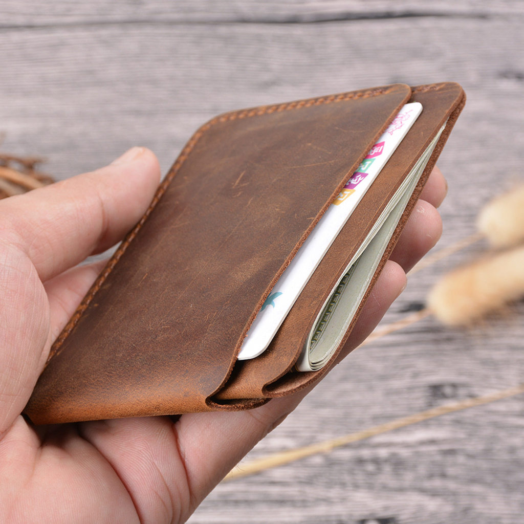 ví nam mini ví nam nhỏ gọn Ví đựng tiền xu bằng da ngựa Mini thủ công cổ điển phổ biến