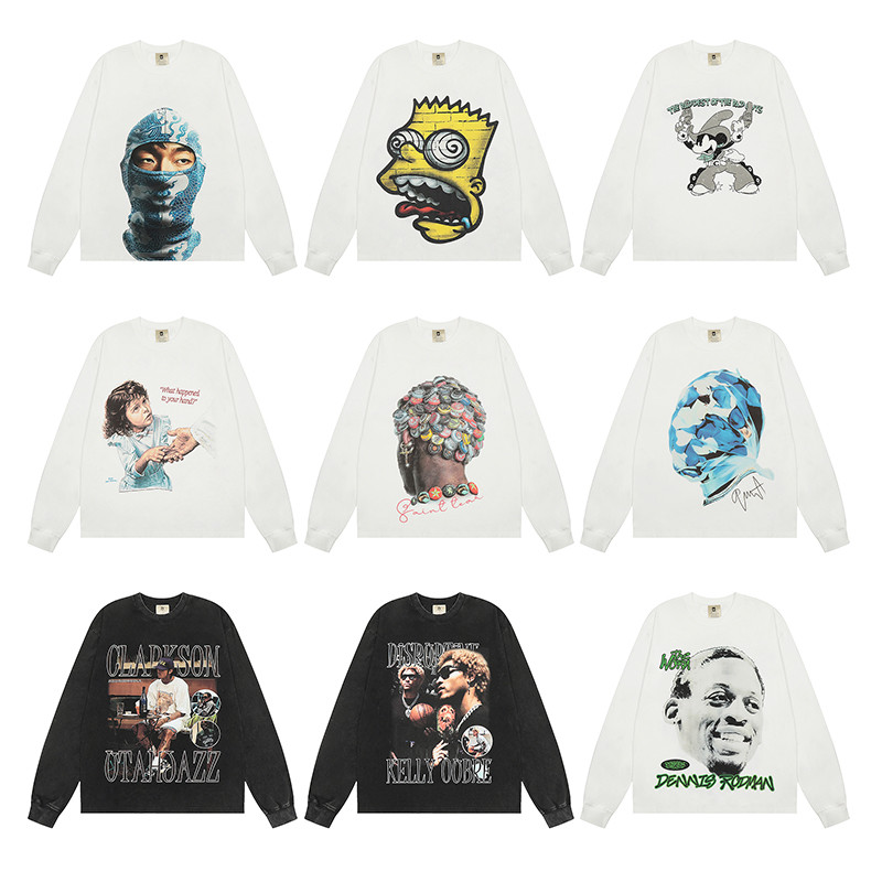 WYML SAINT VINTAGE Long Sleeve BIG FACE Loose-fitting vintage base shirt T T-shirt Pure Cotton LOGO 