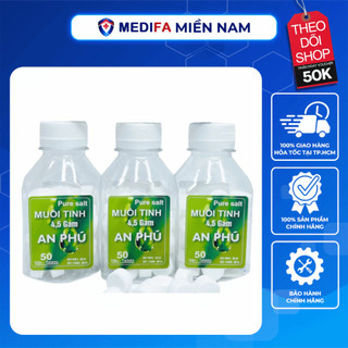 Lọ 50 Viên Muối Sinh Lý Tự Pha An Phú 0,9% Dùng Rửa Mũi, Súc Miệng, Uống Trực Tiếp Bù Muối