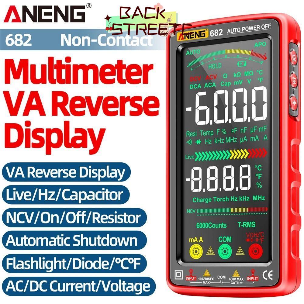 BACKSTRETC2 AC / DC Ampe kế ANENG 681 682 True RMS LCD Màn hình màu lớn 6000 Đếm