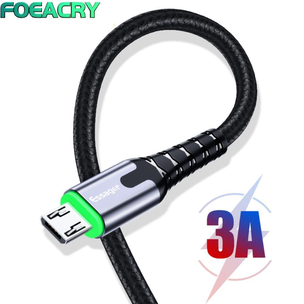 Dây dữ liệu FOEACRY, Cáp USB LED Essager, Cáp sạc nhanh 3A bền bỉ 1M / 2M / Cáp sạc