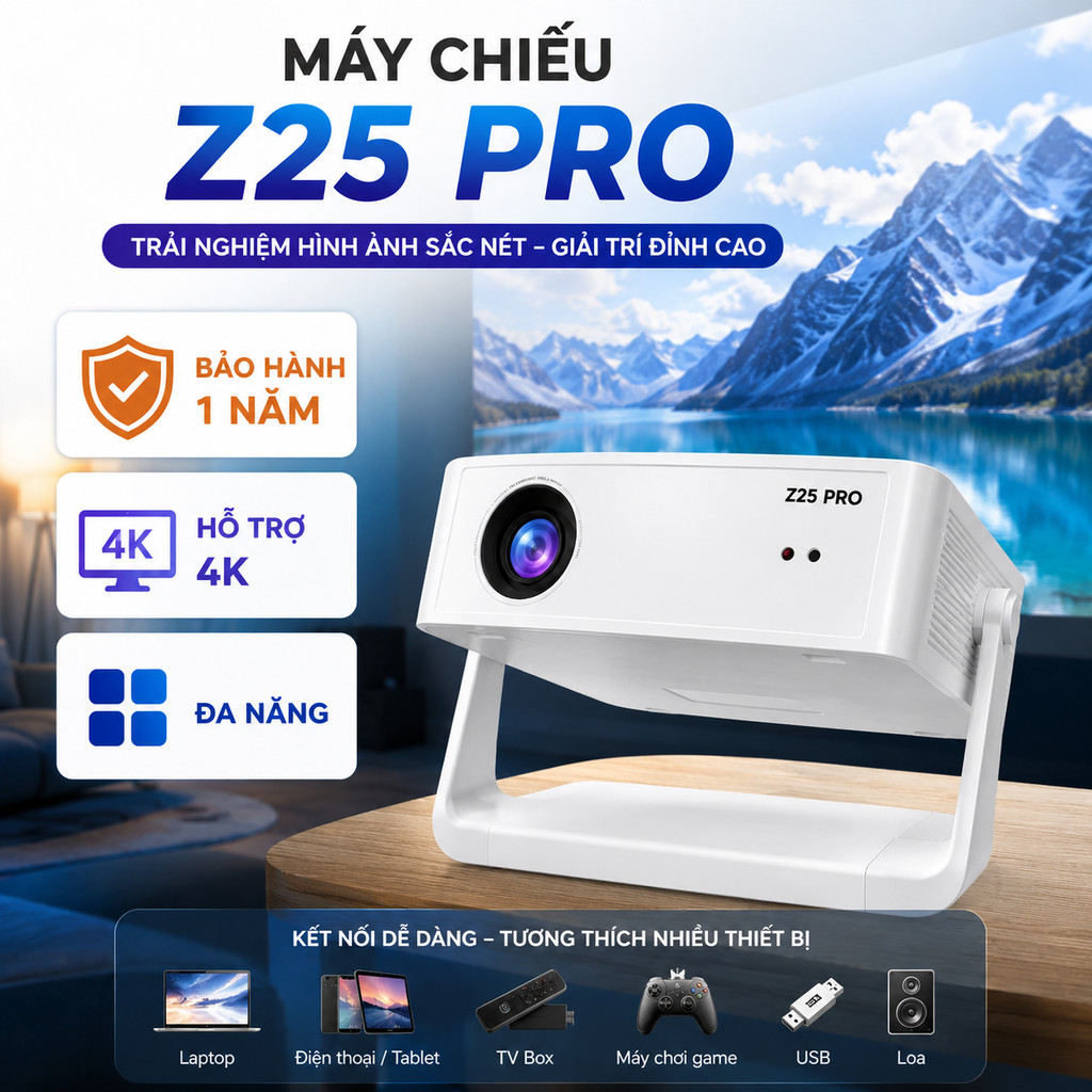 Máy Chiếu Z20 Pro – Màn Chiếu 180 Inch, WiFi 5G, Bluetooth, Android 11, Giải Trí Đa Phương Tiện Hiện