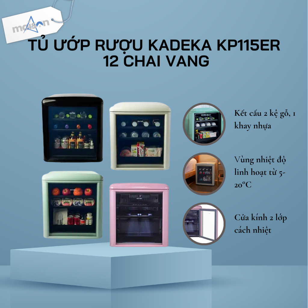 Tủ Ướp Rượu Kadeka KP115ER 12 chai vang | Tủ bảo quản mặt nạ, thuốc, đồ uống- Bảo Hành Chính Hãng  2