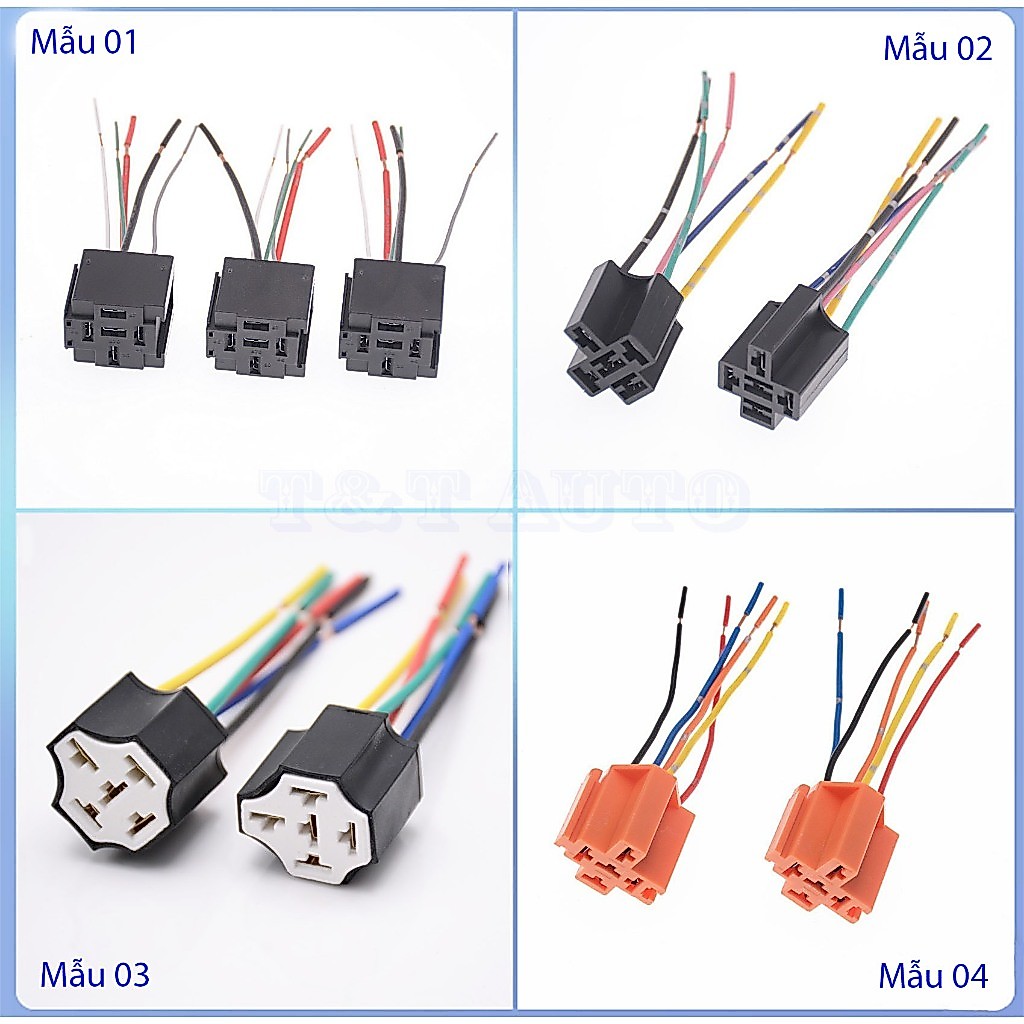 Chân cắm, đế cắm relay 4 chân 5 chân loại đế vuông dùng cho ô tô, xe máy 12v, 24v.
