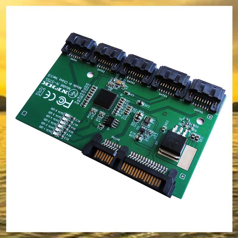 (Z I H F) Bộ chuyển đổi thẻ mở rộng SATA 3.0 1 sang 5 cổng SATA Multiplier Riser 6Gbps HDD / SSD Phụ