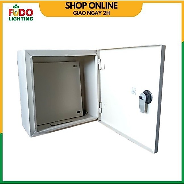Vỏ tủ điện sắt khóa gài 1 lớp cửa màu kem, kích thước 20x30, 25x25, 30x30, 30x40, 40x60