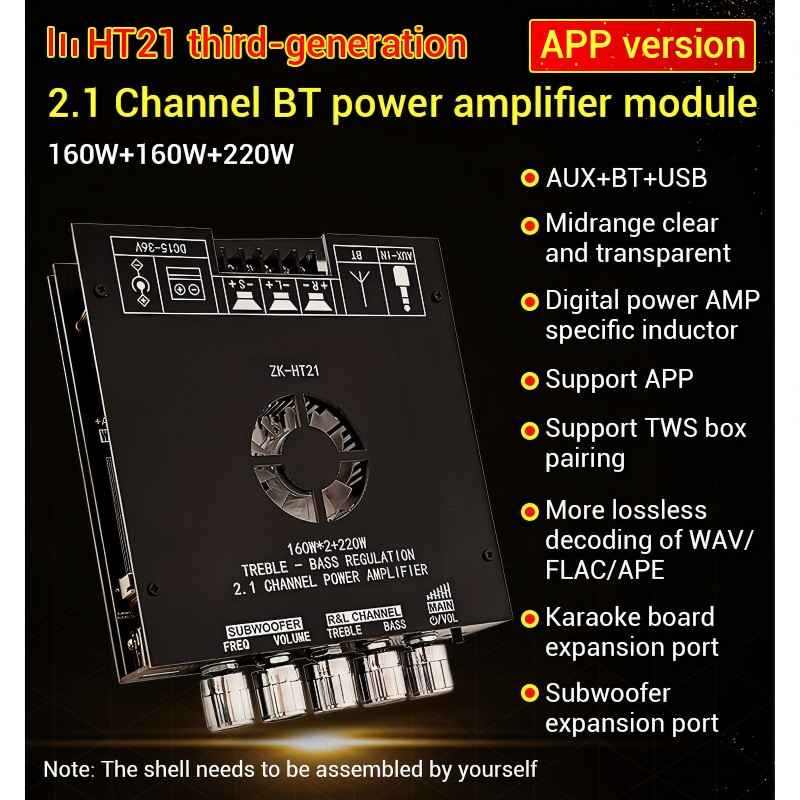 Bộ khuếch đại công suất thấp Zk-ht21 3G 160W * 2 + 220W 22Oh Bộ khuếch đại công suất Bluetooth TDA74