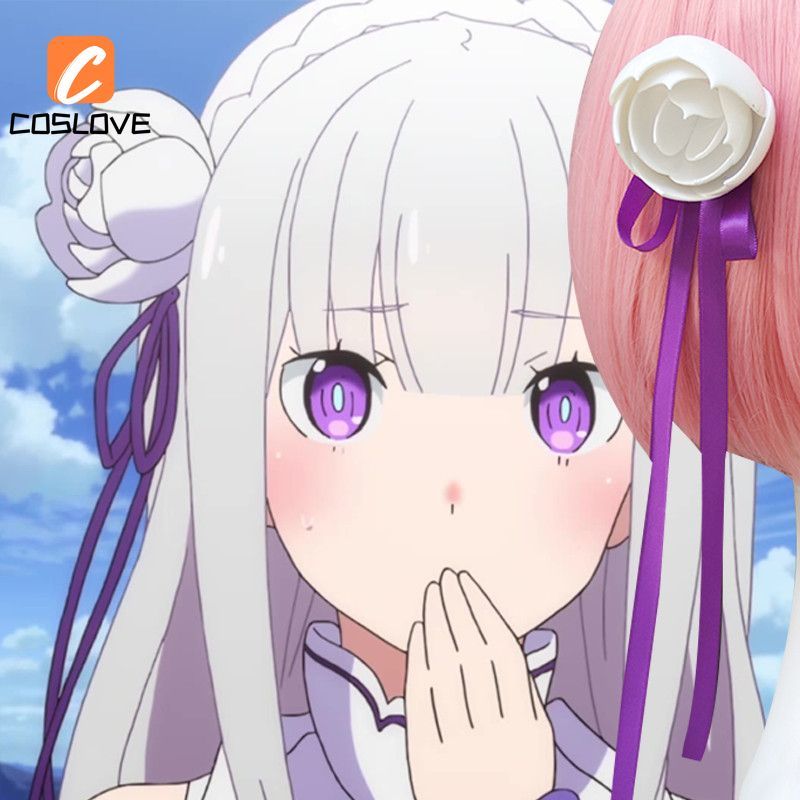 Anime RE ZERO Cuộc Sống Trong Thế Giới Khác Nhau Emilia Cosplay Trang Trí Mũ Hoa Trắng Tóc Phụ Kiện 