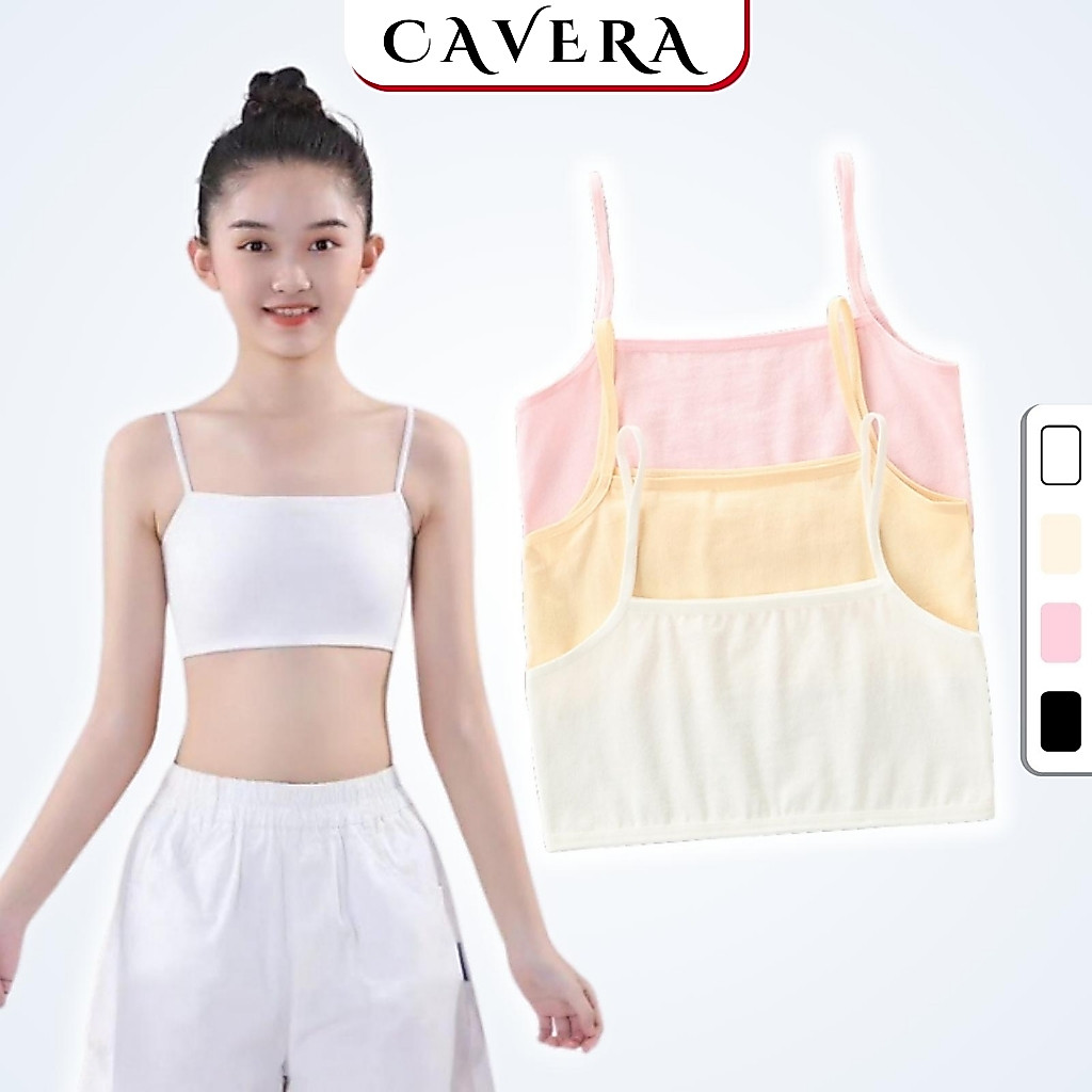 Áo Lá Bé Gái Cotton Không Mút – Áo Lót Tuổi Dậy Thì Liền Mảnh Không Đệm CAVERA VNA032