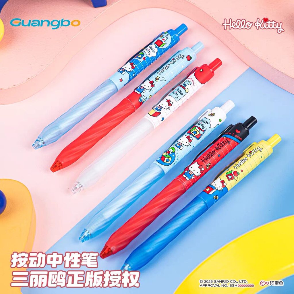 Sanrio Hello Kitty Báo Chí Gel Bút Hello Kitty Đen Bút ST Đầu Bàn Chải Câu Hỏi Sinh Viên Văn Phòng P